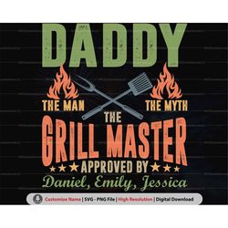 Personalized Daddy Grill Png Svg, Retro Grill Father Png, Funny Bbq Svg, Grilling Fathers Day Png Sublimation, The Man T