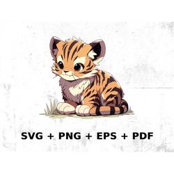 cartoon tiger digital graphic, commercial use vector graphic, svg png eps