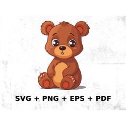 cartoon bear digital graphic, commercial use vector graphic, svg png eps