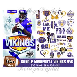 64 Designs Minnesota Vikings Football Svg Bundle, Love Vikings Svg