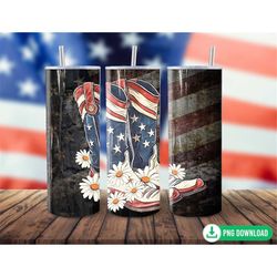 Patriotic Boots 4th of July Tumbler Wrap PNG, American Flag Western Boots Tumbler Sublimation, 20oz Skinny Tumbler PNG,