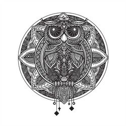 Exploring the Mystical Depths : Black Owl Mandala, Editable Layered Cut File SVG  PNG  GiF Ai  EPS JPeG Cricut Design