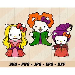Sanderson Sister Cat Svg Png, Layered Cat Witches Svg, Hello Cat Svg Files For Cricut, Instant Download