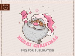 Black Santa PNG files for sublimation designs,Black Santa in Pink Christmas PNG,Pink Santa face png and Merry Christmas