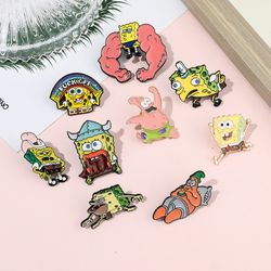 Anime Cartoon Spongebob Squarepants Enamel Pins Patrick Star Kawaii Badge Funny Accessories Cute Brooches