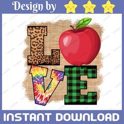 Love Apple, Love Teacher,Teacher Clipart Love Cheetah Leopard Apple Teacher, PNG file download Sublimation, Printable