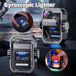 Pulse Lighter Double Arc Outdoor Windproof Type-C Charging Electric Lighter Mechanical Alloy Rotary Gyroscope