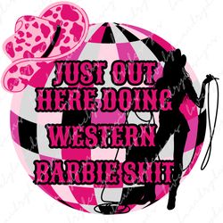 Retro Western Barbie PNG Digital Download, Cowboy Clipart, Pink Graphic