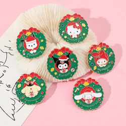 Cute Cartoon Animal Brooch Popular Anime Green KT Cat Dog Rabbit Cinnamon Roll Enamel Badges for Backpack Christmas