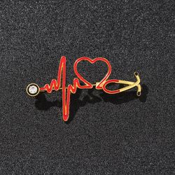 Fashion Electrocardiogram Stethoscope Personality Medical Medicine Brooch Pin Jewelry Heart Hospital Doctor Brooch Pins