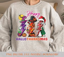 Happy Hallothanksmas lightning bolt png Halloween Thankgiving Merry Christmas Png Digital Download Sublimation file for