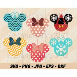 Mouse Ears Christmas Ornaments Svg Png, Layered Mouse Head Ornament Svg, Mouse Ornaments Png, Svg Files For Cricut, Inst
