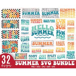 32 Retro Summer Svg bundle, Hello Summer 2023 Svg, summertime svg, vacation svg, Groovy Summer svg,summer saying svg Bea