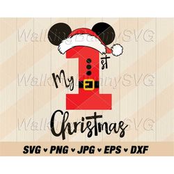 Mouse Ears My First Christmas Svg Png, Layered My 1st Christmas Svg, Babys First Christmas Png, Svg Files For Cricut, In