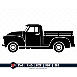 Vintage Farm Truck Silhouette SVG | PNG, DFX, eps, pdf Cut outs and Clipart, Vintage Truck Silhouette Cricut Clipart