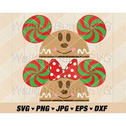 Mouse Gingerbread Cookie Peppermint Svg Png, Layered Mouse Christmas Gingerbread Svg, Mouse Cookie Svg, Mouse Candy Svg