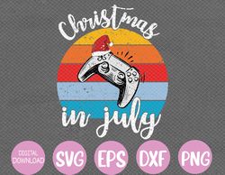 Vintage Christmas In July With a Santa Hat Controller Gaming Svg, Eps, Png, Dxf, Digital Download