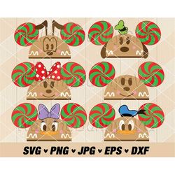 Mouse And Friends Gingerbread Cookie Svg Png, Layered Christmas Gingerbread Svg, Christmas Cookie Svg, Christmas Pepperm