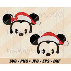 christmas baby mouse santa hat svg png, layered baby mouse ears christmas svg, baby mouse santa png, svg files for cricu