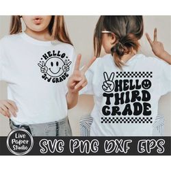 Hello Third Grade Svg Png, Retro Back to School Svg Png, Back to School Shirt SVG, 3rd Grade Vibes, Third Grade Squad, D
