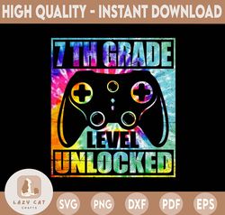 7th Grade Level Unlocked Back To School 2022 Video Gamer Boy PNG File Sublimation