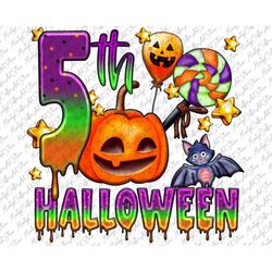 5th Halloween Png, Kids Halloween Png, Halloween Birthday, Halloween Png, Fifth Halloween Png, Pumpkin, Sublimation Desi