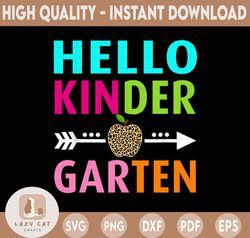 Hello Kindergarten png Sublimation Pre School Teacher Life Leopard Back To School 1st Grade Png Design Digital Download