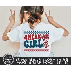 American Girl SVG PNG, 4th of July Svg, Patriotic Svg, American Babe Svg, Independence Day, Wavy Text, Digital Download
