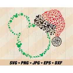 mouse santa hat svg png, layered mouse ears christmas hat svg, mouse head santa hat svg, santa hat svg files for cricut,