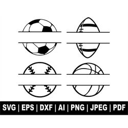 sports balls monogram svg, soccer svg, football svg, baseball svg, basketball svg, sport ball clipart, balls png cut fil