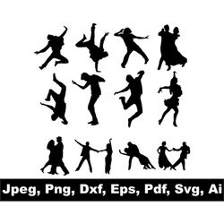 Dance Svg Bundle, Dance Svg, Dancing Team Svg, Couple Dance Svg, Dancing Clipart, Dancer Png Cut Files Cricut Silhouette