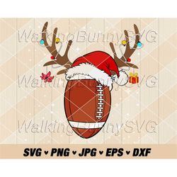 Christmas Football Svg Png, Layered Football Santa Hat Svg, Football Reindeer Svg, Football Christmas Png, Svg Files For