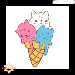 Cute Cat Ice Cream Svg Summer Shirt Vector, Holiday Gifts For Girl, Family And Friend Svg Diy Crafts Svg Files For Cricu