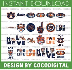24 Files Auburn Tigers Football svg,sport svg, football svg, silhouette svg, cut files, College Football svg, ncaa logo
