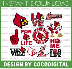 12 Files Louisville Cardinals football svg,sport svg, football svg, silhouette svg, cut files, College Football svg