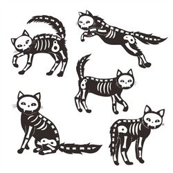 Skeleton Cats Bundle Editable Layered Cut Files SVG  PNG  JPEG  EpS  Ai Cricut Design Space files