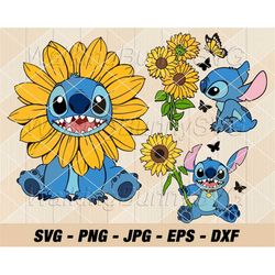 Stitch Sunflower Svg Png, Layered Stitch Sunflower Svg, Sunflower Stitch Png, Svg Files For Cricut, Instant Download