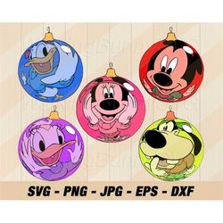 Mouse And Friends Christmas Balls Svg Png, Layered Mouse Christmas Ball Svg, Mouse Friends Christmas Balls Png, Svg File