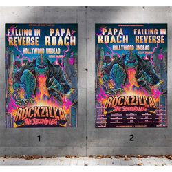 rock-zilla tour papa roach poster, rock band poster, gift for fans