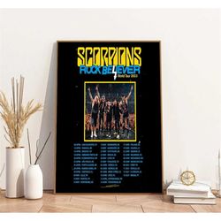 scorpions rock believer world tour 2023 poster, rock band poster, gift for fans