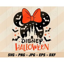 Mouse Ears Halloween Castle Svg Png, Layered Mouse Halloween Ears Svg, Cartoon Mouse Halloween Castle Svg Files For Cric