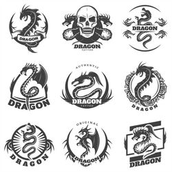 Dragon Logo Bundle, Editable Layered Cut Files SVG  PNG  JPEG  Ai  EpS Cricut Design file