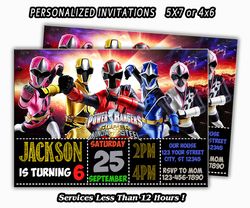 Power Rangers Invitation, Power Rangers Birthday, Birthday Party Invitation, Personalized Invitations