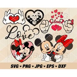 Cartoon Mouse Love Heart Valentine Svg Png, Layered Cartoon Mouse Valentine Svg, Cartoon Mouse Svg Files For Cricut, Ins
