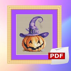 Halloween Pumpkin Cross Stitch Pattern 1 Instant PDF Download - Autumn Cross Stitch Pattern - Halloween Cross Stitch