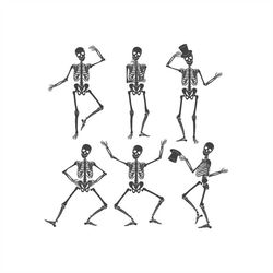 Skeletons in Style: Dancing with Hats! Fully Editable Layered 6 Different Skeletons, Cricut Design Space Cut File SVG  A