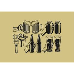 Beer Object Bundle, Raise a Glass to These Must-Have Beer Accessories and Tools, Cricut Design Cut File SVG  PnG  GiF  J