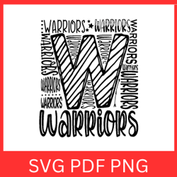 Warriors Typography Svg | Warriors Mascot Svg | Warriors Svg | Warriors Retro Svg | Warriors Football Svg