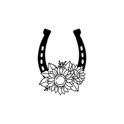 Horseshoe and Sunflowers: Bringing Good Luck and Rustic Beauty, Layered Cut Files SVG  PNG  JPEG  Ai  GiF  EpS Cricut De
