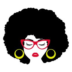 Afro Woman Svg, Black Girl Svg, Afican Svg, American Woman Svg, Afro Svg, Afro Girl Svg, Glasses Svg, Woman Svg, Queen S